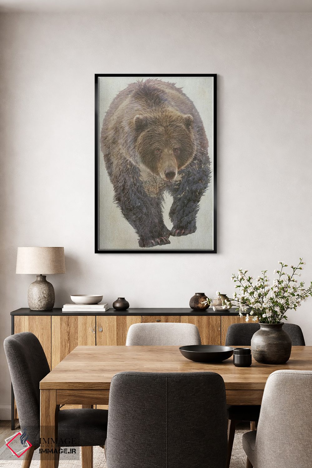 تابلو دکوراتیو خرس قهوه ای اثر کیم کورینگا - D4B