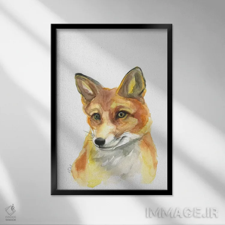 تابلو دکوراتیو روباه اثر کیرستن دیل - نمای قابدار مشکی