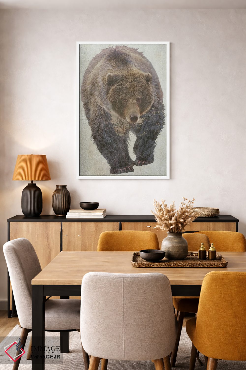 تابلو دکوراتیو خرس قهوه ای اثر کیم کورینگا - D5W