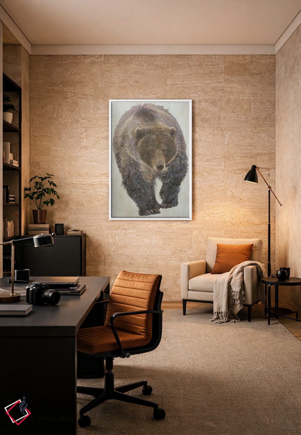 تابلو دکوراتیو خرس قهوه ای اثر کیم کورینگا - D6W
