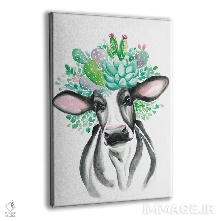 تابلو دکوراتیو گاو کاکتوسی اثر کیرستن دیل - نمای پرسپکتیو محصول