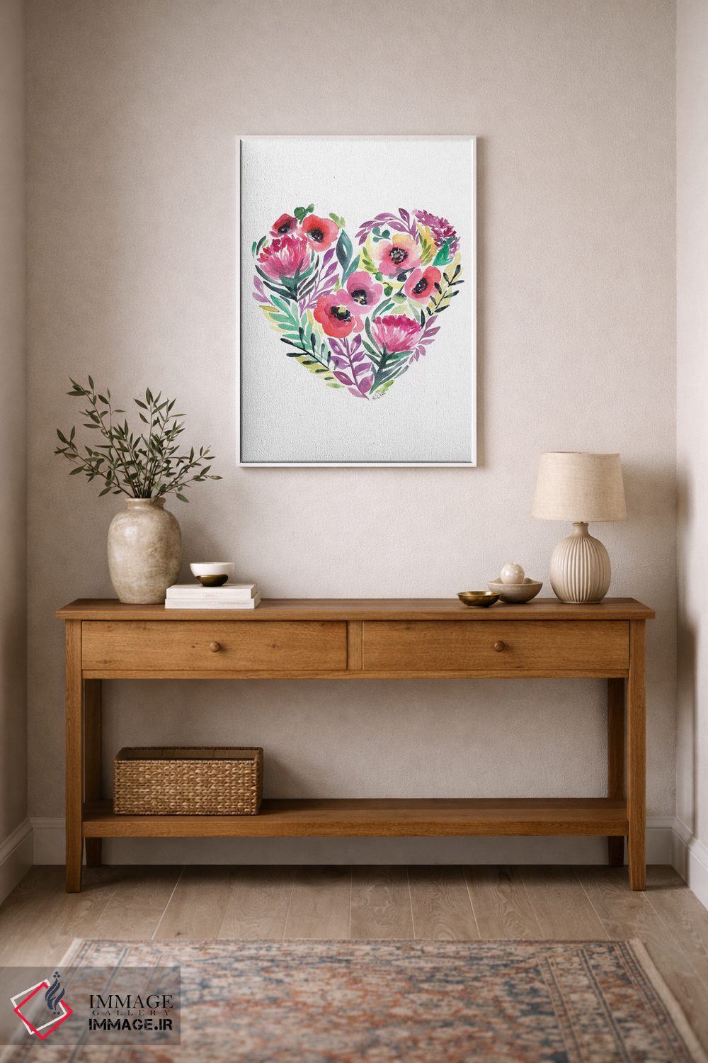 تابلو دکوراتیو قلبی از گل اثر کیرستن دیل - D1W