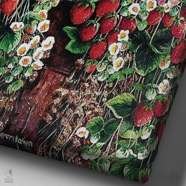 تابلو دکوراتیو سبد شیرین توت دار اثر کارین داون کلشال-بست - نمای نزدیک بافت بوم