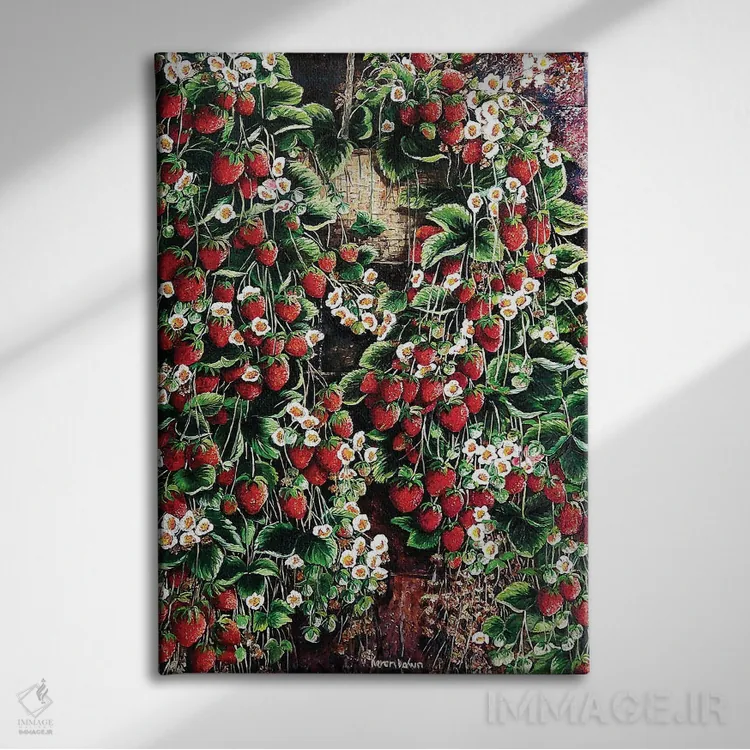 تابلو دکوراتیو سبد شیرین توت دار اثر کارین داون کلشال-بست - نمای روبهرو روی دیوار