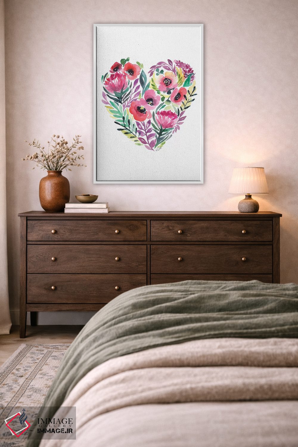 تابلو دکوراتیو قلبی از گل اثر کیرستن دیل - D3W