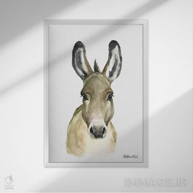 تابلو دکوراتیو الاغ اثر کیرستن دیل - نمای قابدار سفید