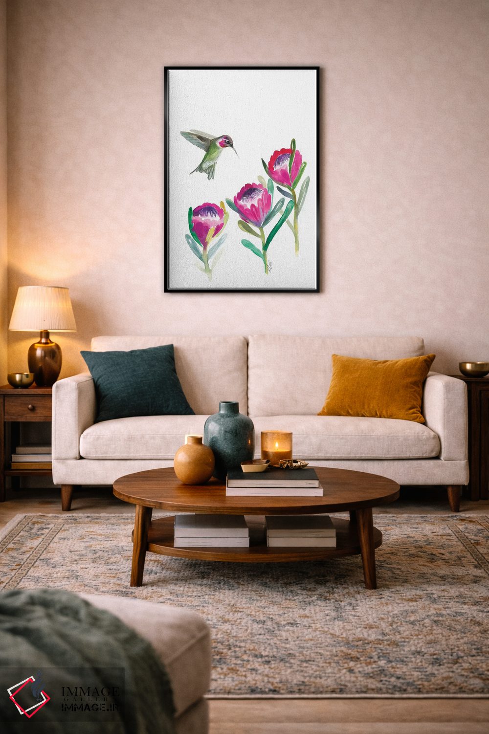 تابلو دکوراتیو مرغ مگس خوار گلدار اثر کیرستن دیل - D4B