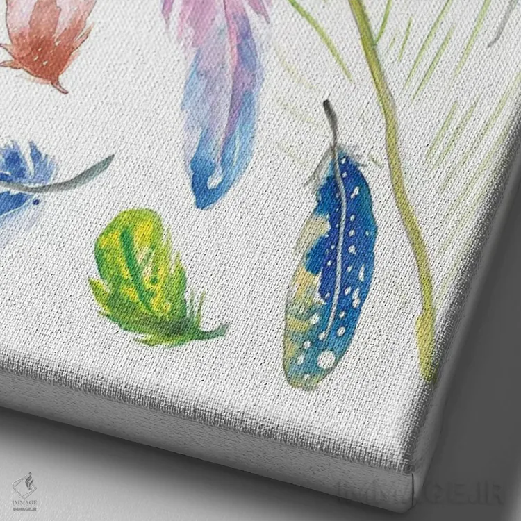 تابلو دکوراتیو پرها اثر کیرستن دیل - نمای نزدیک بافت بوم