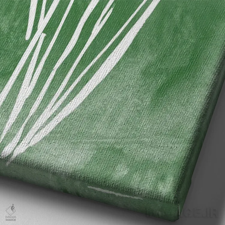 تابلو مینیمال گیاه سبز II اثر کلی دونوان - نمای نزدیک بافت بوم