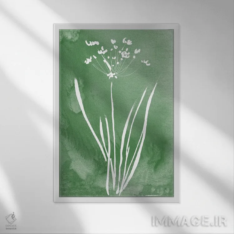 تابلو مینیمال گیاه سبز II اثر کلی دونوان - نمای قابدار سفید