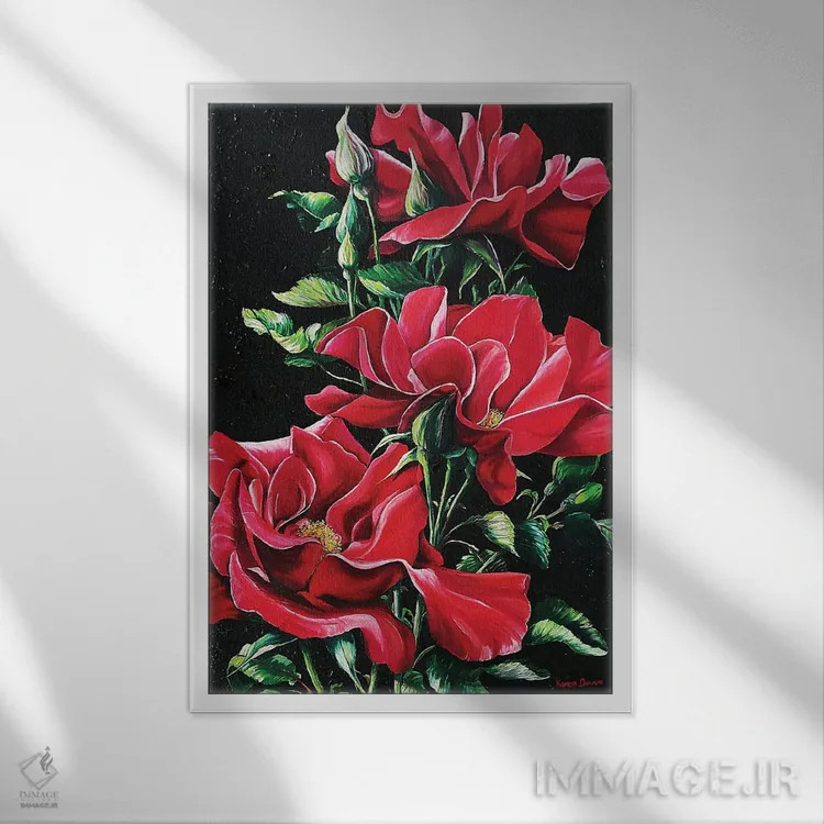 تابلو دکوراتیو سرخ پرشور اثر کارین داون کلشال-بست - نمای قابدار سفید