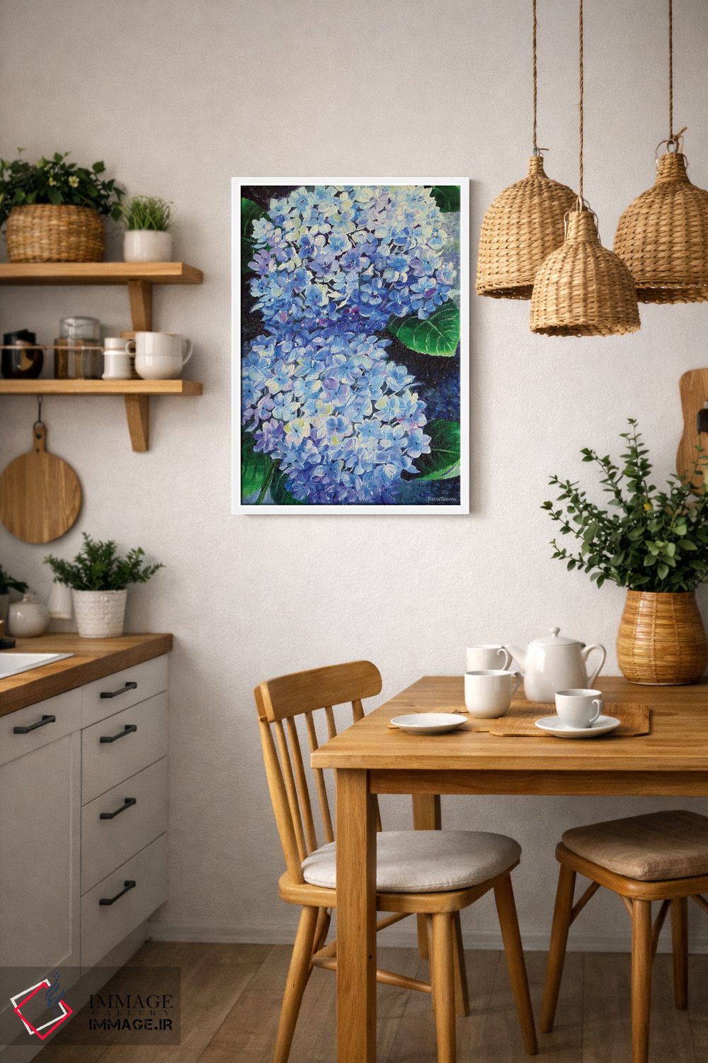 تابلو دکوراتیو هورتانسیا آبی اثر کارین داون کلشال-بست - D2W