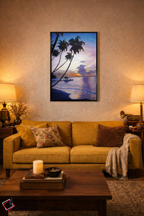 تابلو دکوراتیو غروب در نقطه کبوتر اثر کارین داون کلشال-بست - D5B