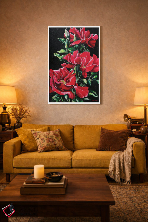 تابلو دکوراتیو سرخ پرشور اثر کارین داون کلشال-بست - D2W