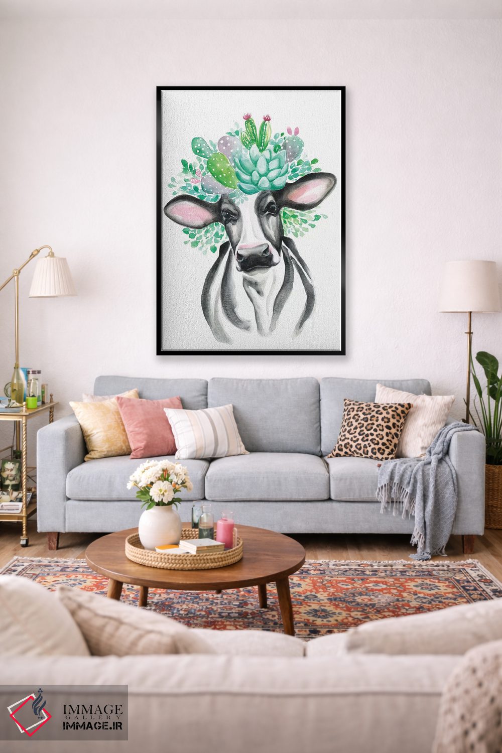 تابلو دکوراتیو گاو کاکتوسی اثر کیرستن دیل - D1B