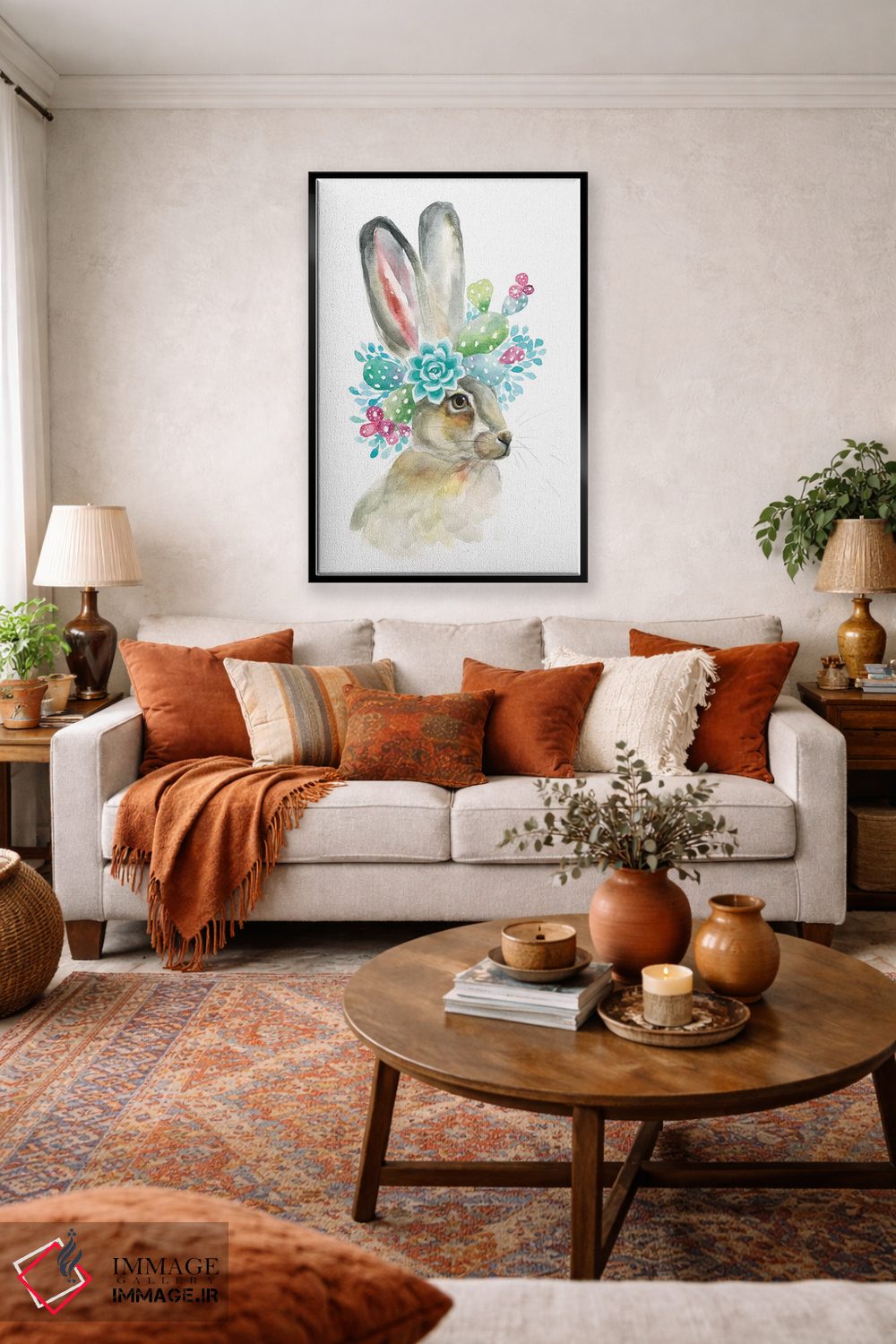 تابلو دکوراتیو خرگوش کاکتوسی اثر کیرستن دیل - D4B