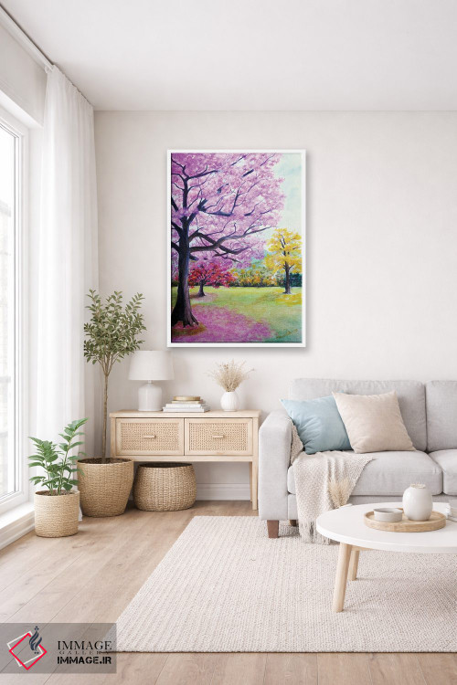 تابلو دکوراتیو پوئی صورتی و زرد ساوانا اثر کارین داون کلشال-بست - D2W