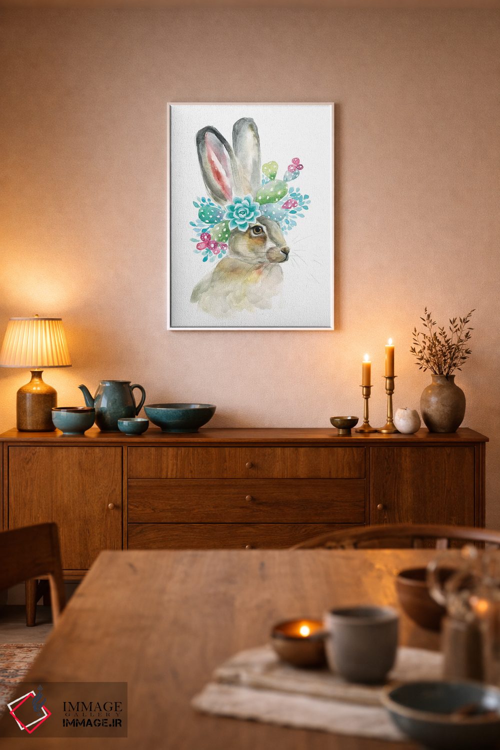 تابلو دکوراتیو خرگوش کاکتوسی اثر کیرستن دیل - D5W