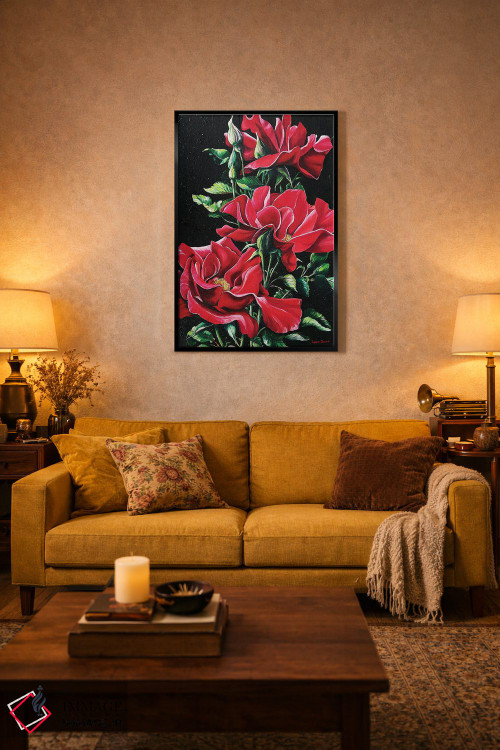 تابلو دکوراتیو سرخ پرشور اثر کارین داون کلشال-بست - D3B