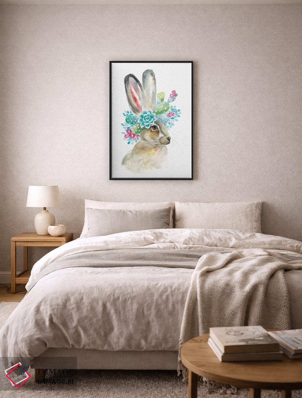 تابلو دکوراتیو خرگوش کاکتوسی اثر کیرستن دیل - D6B