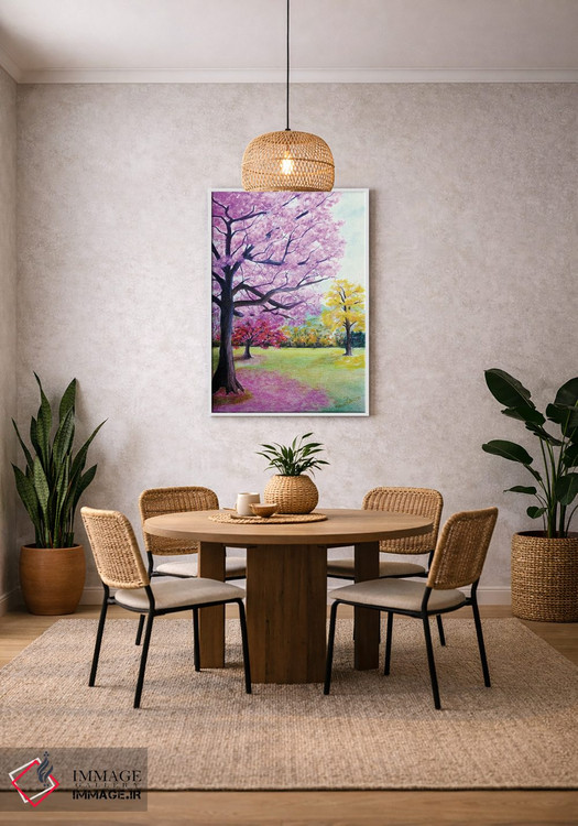 تابلو دکوراتیو پوئی صورتی و زرد ساوانا اثر کارین داون کلشال-بست - D3W