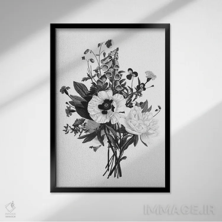 تابلو مدرن گیاه سیاه و سفید III اثر کلی دونوان - نمای قابدار مشکی