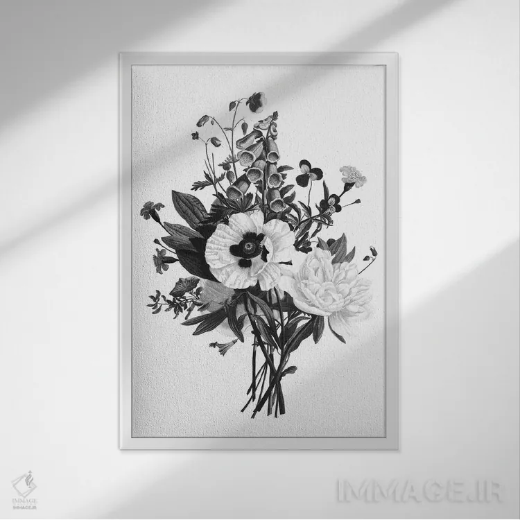 تابلو مدرن گیاه سیاه و سفید III اثر کلی دونوان - نمای قابدار سفید