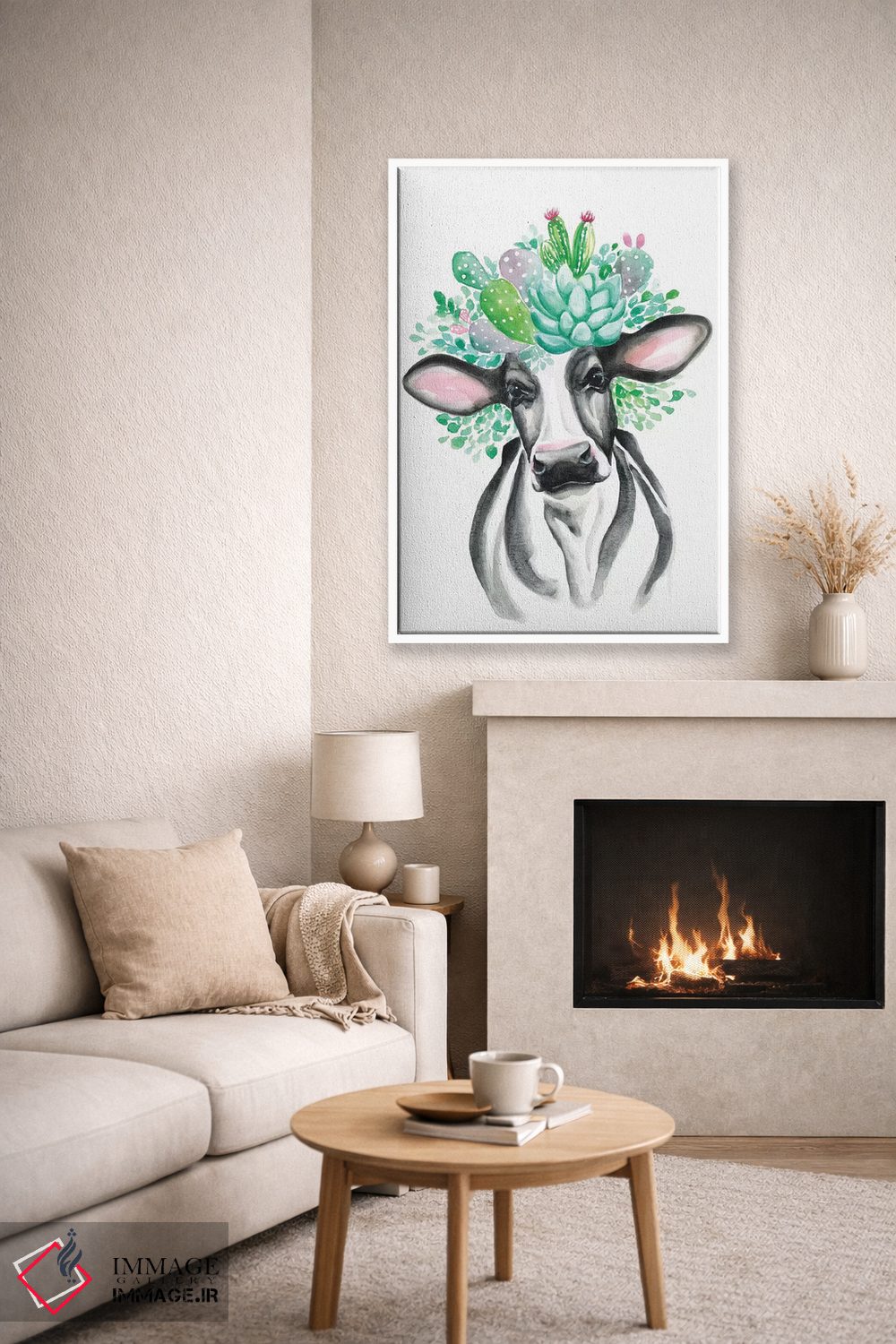 تابلو دکوراتیو گاو کاکتوسی اثر کیرستن دیل - D5W