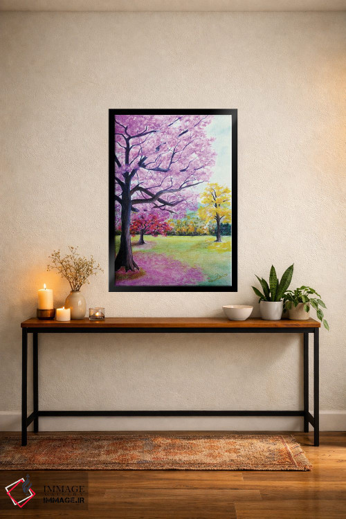 تابلو دکوراتیو پوئی صورتی و زرد ساوانا اثر کارین داون کلشال-بست - D5B