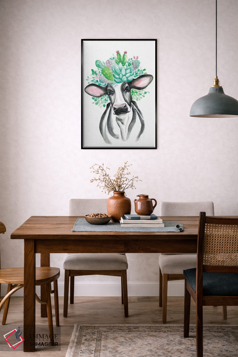 تابلو دکوراتیو گاو کاکتوسی اثر کیرستن دیل - D6B