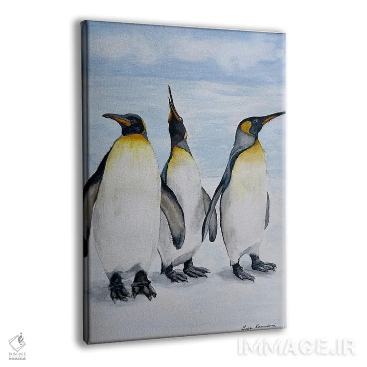 تابلو دکوراتیو پنگوئن های شاد اثر لوسیا کازاردووا - نمای پرسپکتیو محصول