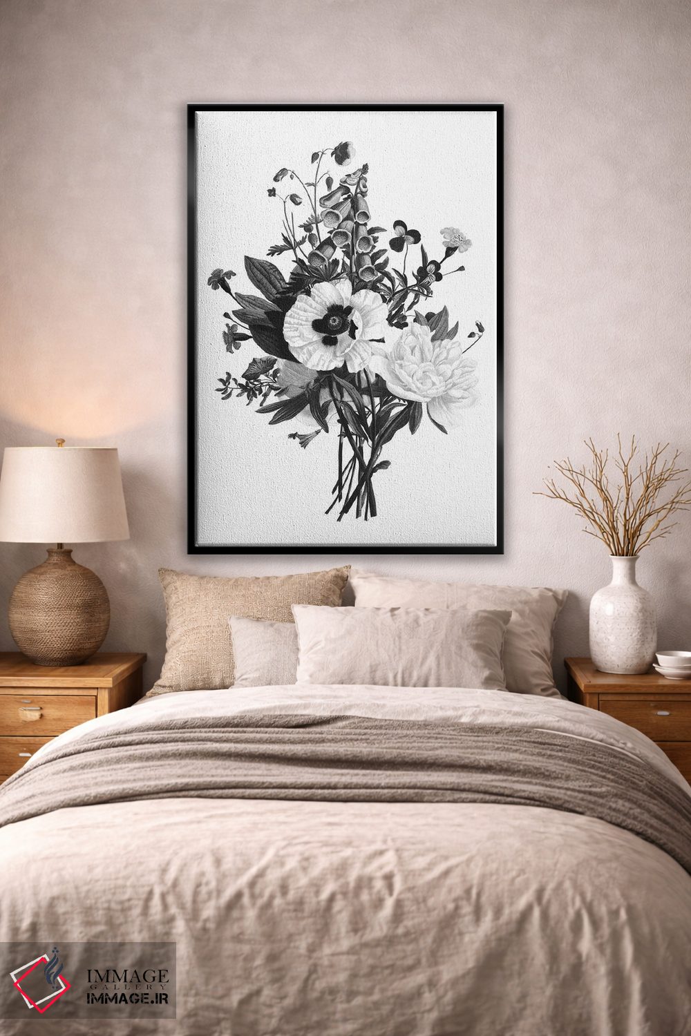 تابلو مدرن گیاه سیاه و سفید III اثر کلی دونوان - D1B