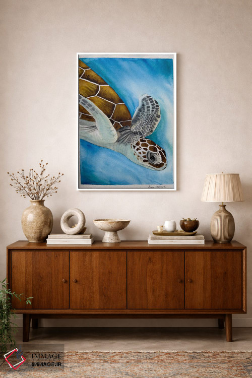 تابلو دکوراتیو لاک پشت شناگر اثر لوسیا کازاردووا - D1W