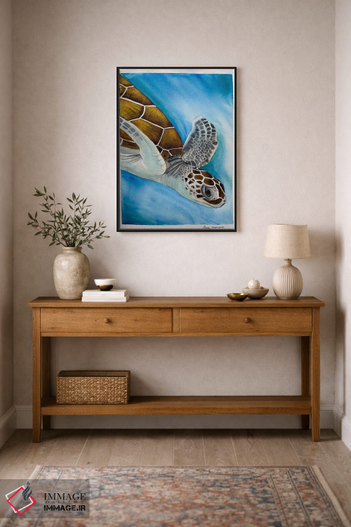 تابلو دکوراتیو لاک پشت شناگر اثر لوسیا کازاردووا - D2B