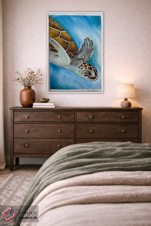 تابلو دکوراتیو لاک پشت شناگر اثر لوسیا کازاردووا - D4W