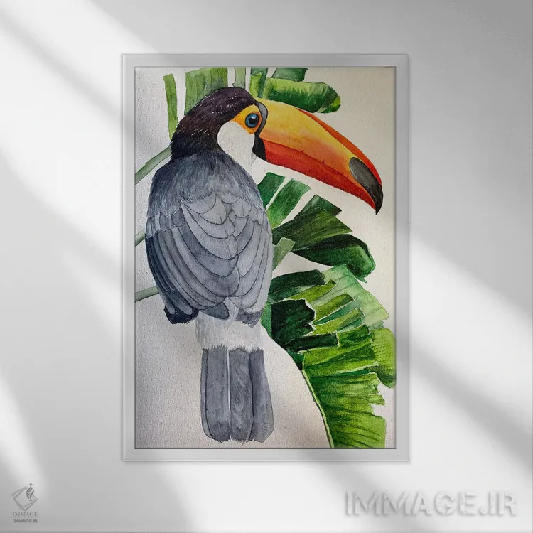 تابلو دکوراتیو توکان شاد اثر لوسیا کازاردووا - نمای قابدار سفید