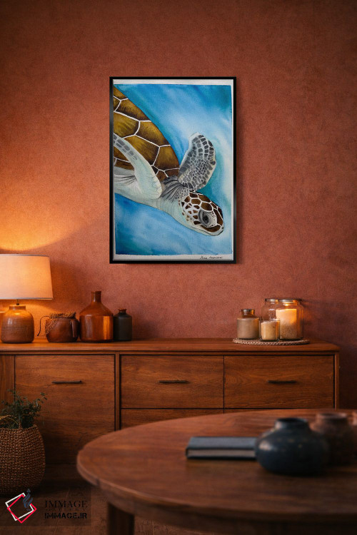 تابلو دکوراتیو لاک پشت شناگر اثر لوسیا کازاردووا - D5B