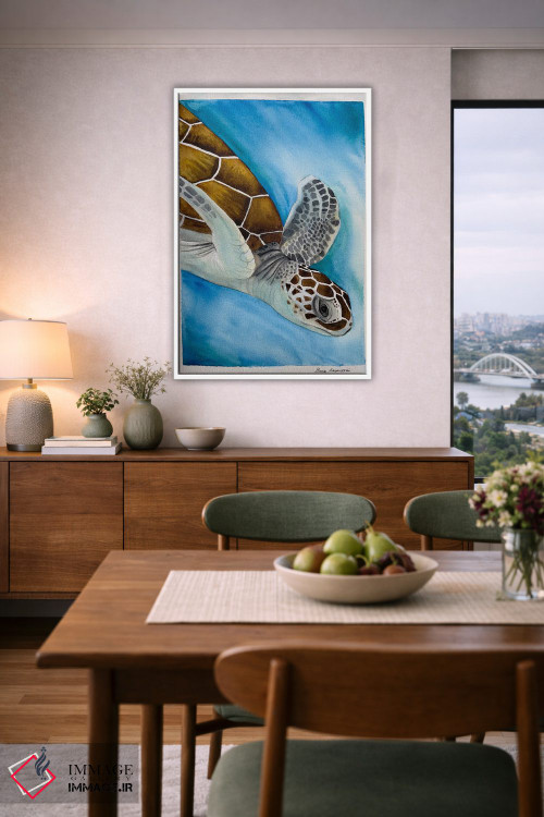 تابلو دکوراتیو لاک پشت شناگر اثر لوسیا کازاردووا - D6W