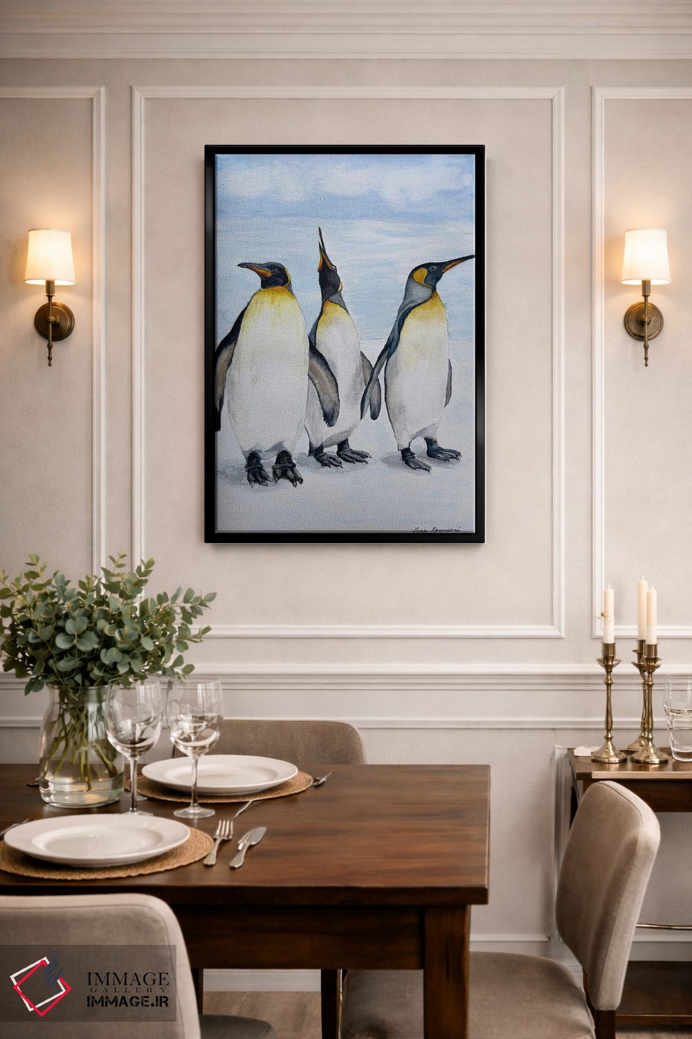 تابلو دکوراتیو پنگوئن های شاد اثر لوسیا کازاردووا - D1B