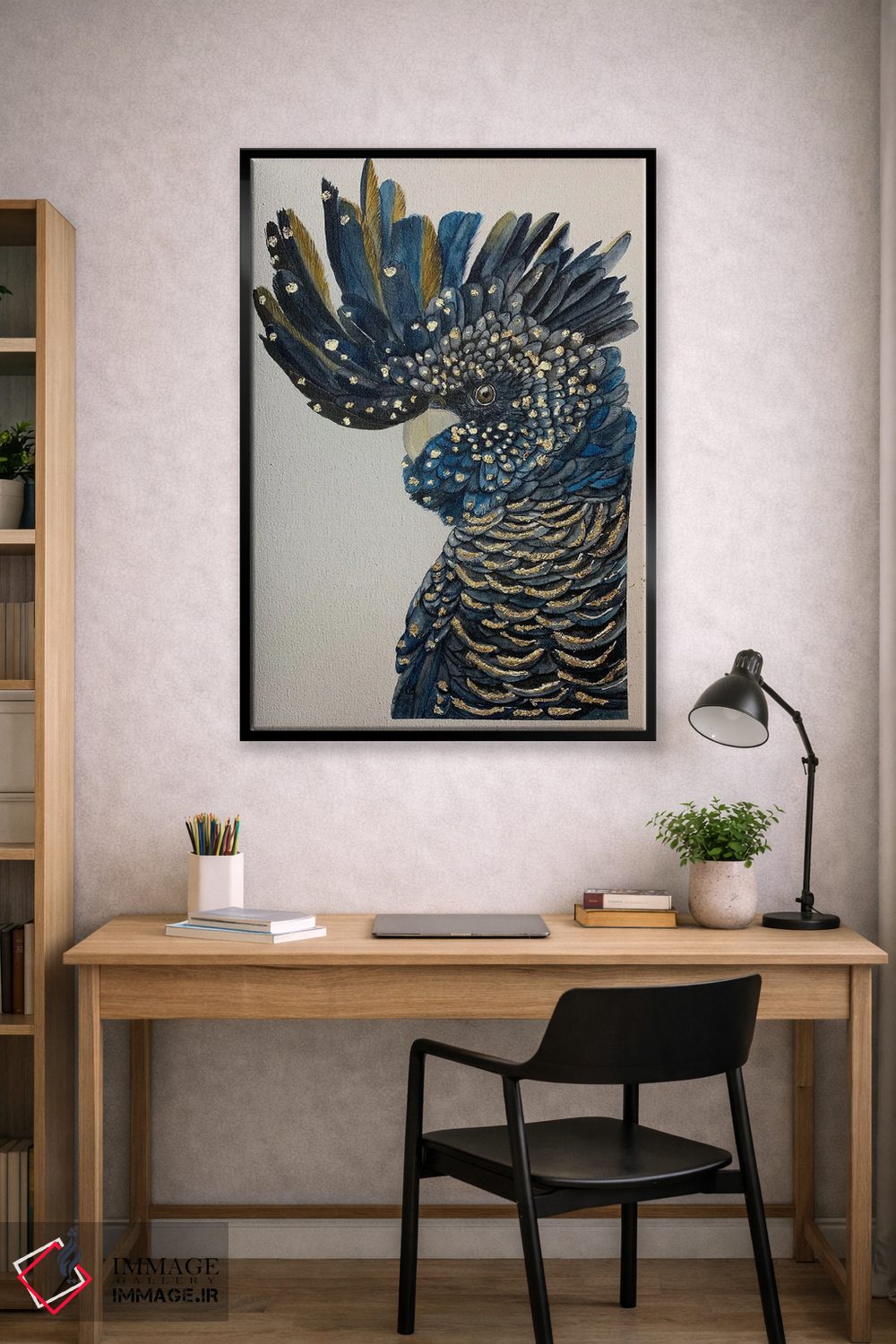 تابلو دکوراتیو کاکاتو سیاه آبی اثر لوسیا کازاردووا - D1B