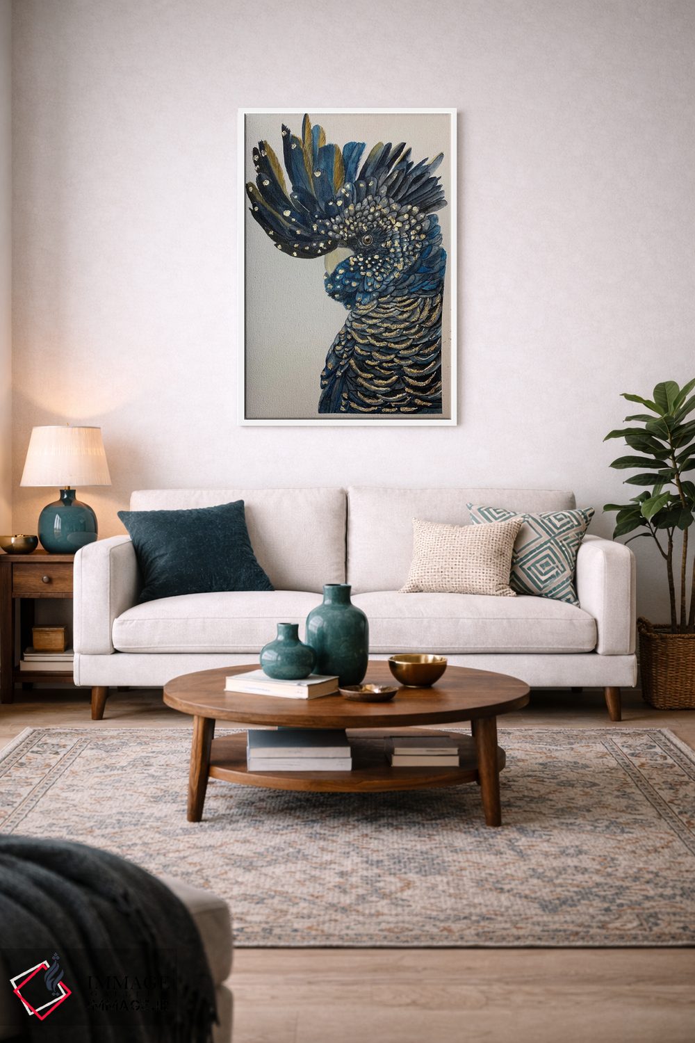 تابلو دکوراتیو کاکاتو سیاه آبی اثر لوسیا کازاردووا - D3W