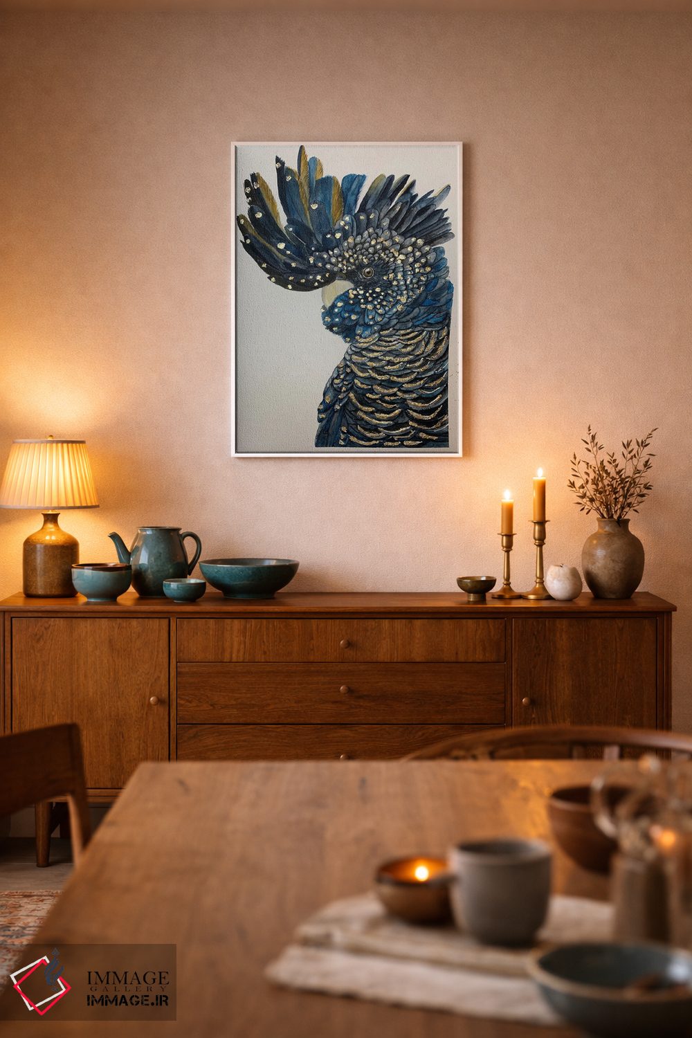 تابلو دکوراتیو کاکاتو سیاه آبی اثر لوسیا کازاردووا - D5W