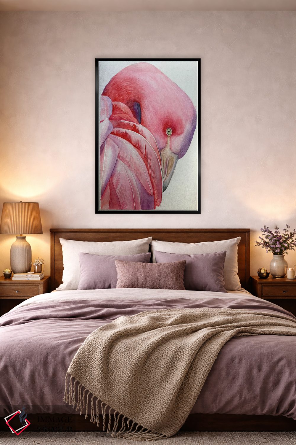 تابلو دکوراتیو فلامینگوی صورتی اثر لوسیا کازاردووا - D1B