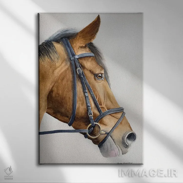 تابلو دکوراتیو اسب شاد اثر لوسیا کازاردووا - نمای روبهرو روی دیوار