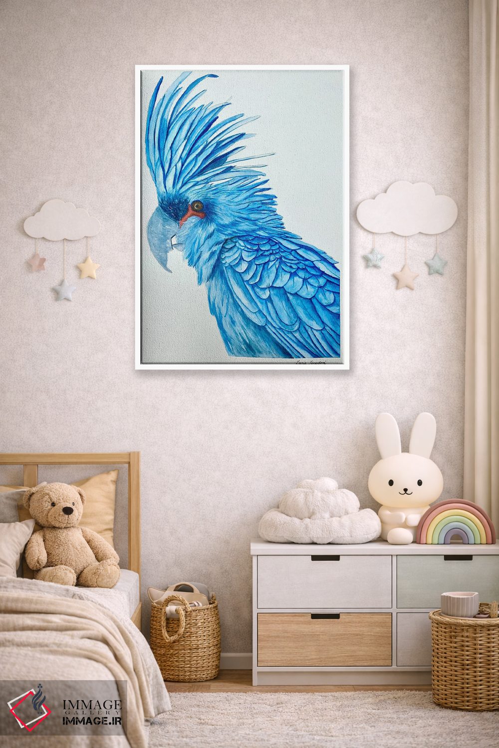 تابلو دکوراتیو مکائوی آبی اثر لوسیا کازاردووا - D2W