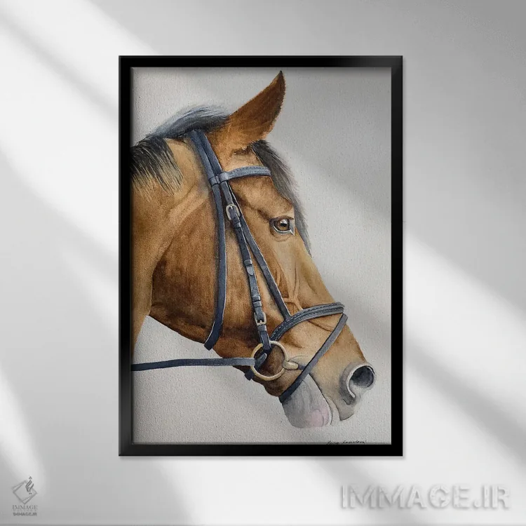 تابلو دکوراتیو اسب شاد اثر لوسیا کازاردووا - نمای قابدار مشکی