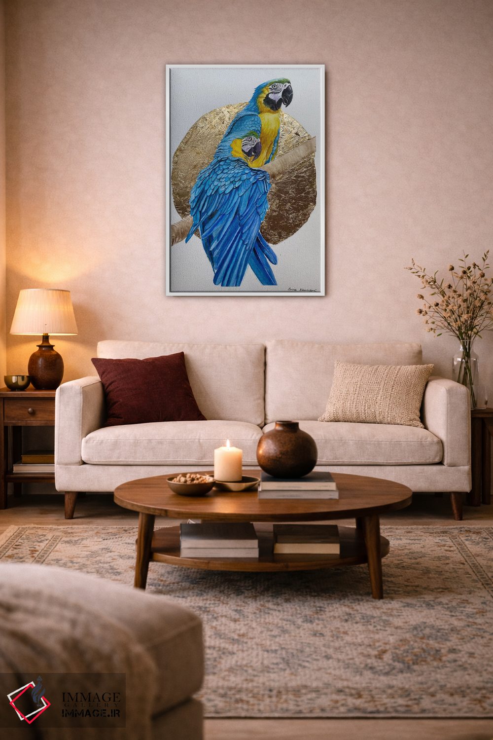 تابلو دکوراتیو طوطی ها در غروب اثر لوسیا کازاردووا - D3W