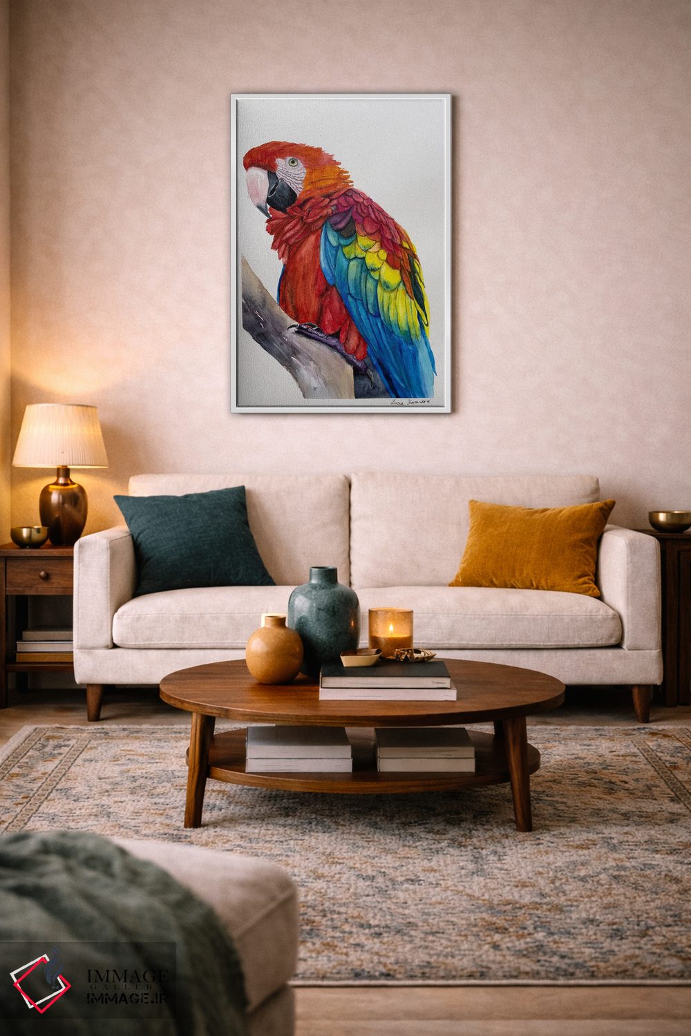 تابلو دکوراتیو مکائوی سرخ اثر لوسیا کازاردووا - D2W