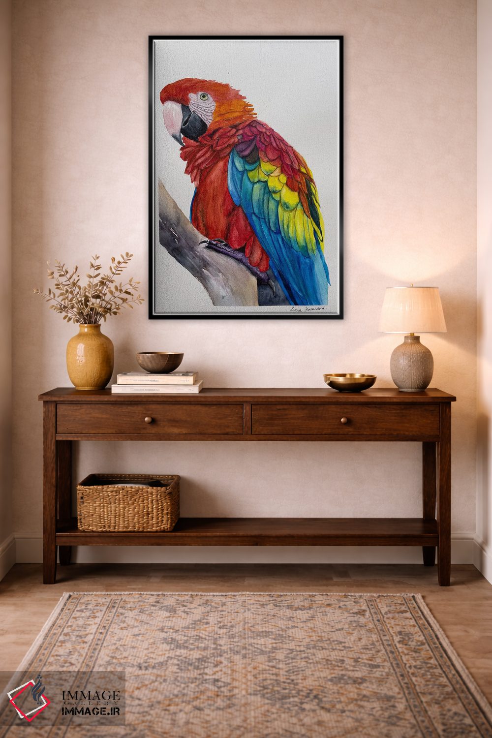 تابلو دکوراتیو مکائوی سرخ اثر لوسیا کازاردووا - D3B