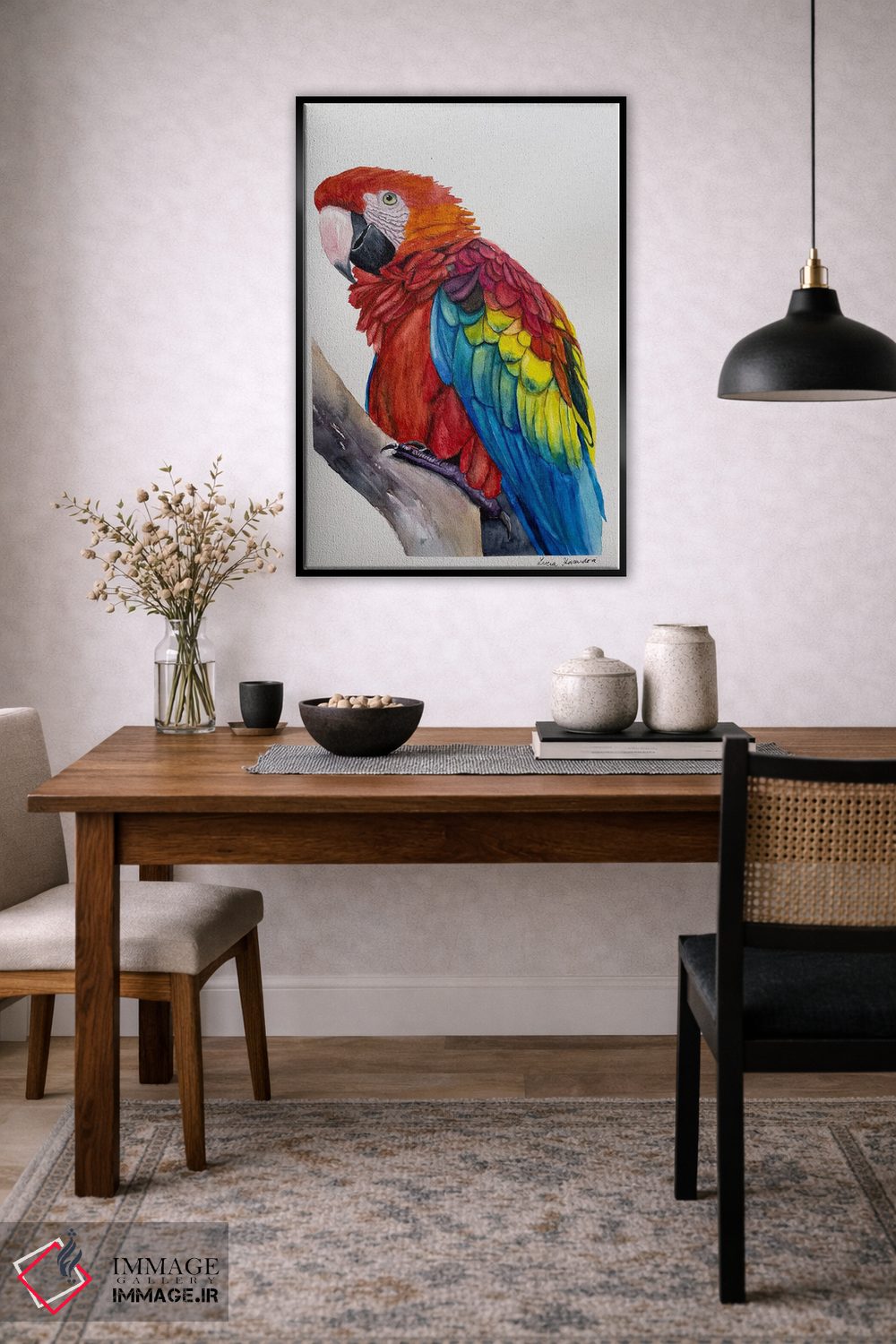 تابلو دکوراتیو مکائوی سرخ اثر لوسیا کازاردووا - D4B